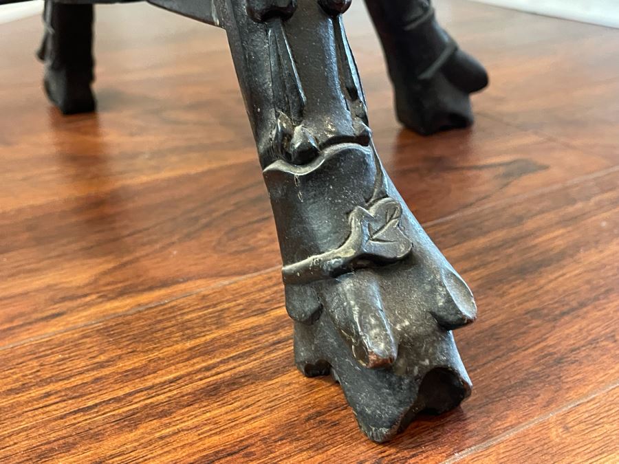 Antique Chinese Rosewood Carved Fern Stand Side Table With Marble Top 16W X 24H [Photo 13]