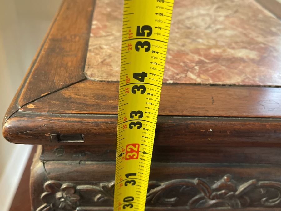 Vintage Chinese Rosewood Carved 3-Tier Table With Marble Top 16W X 12D X 33H [Photo 16]