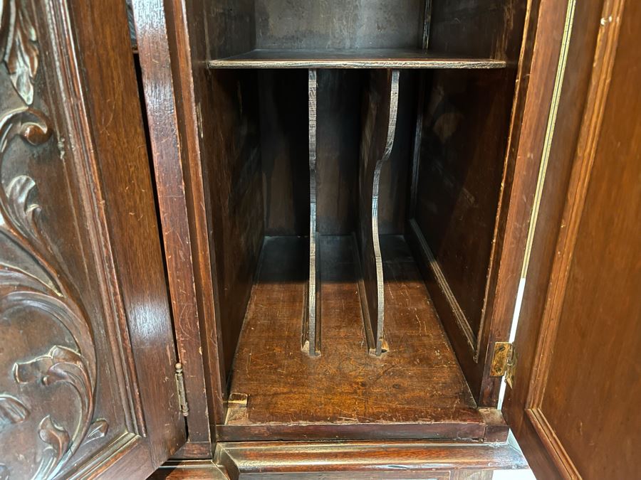 Impressive Antique Carved Wood Secretary Desk 2-Piece Cabinet 41W X 21D X 62H [Photo 19]