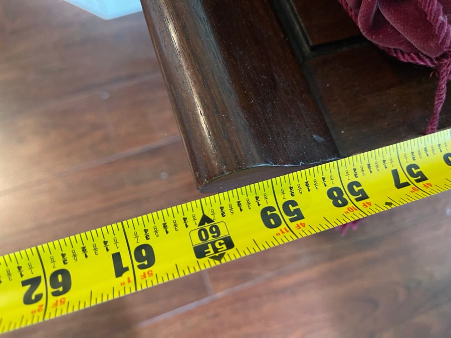 Vintage Chinese Rosewood Bench With Seat Cushion And 3-Drawers Made In Hong Kong 60W X 18D X 18H [Photo 20]