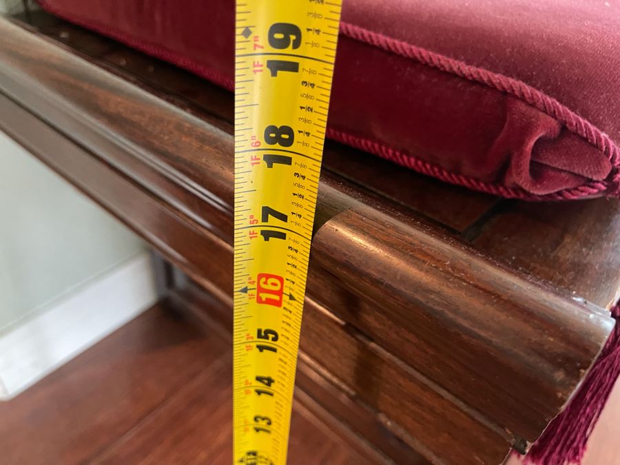 Vintage Chinese Rosewood Bench With Seat Cushion And 3-Drawers Made In Hong Kong 60W X 18D X 18H [Photo 22]