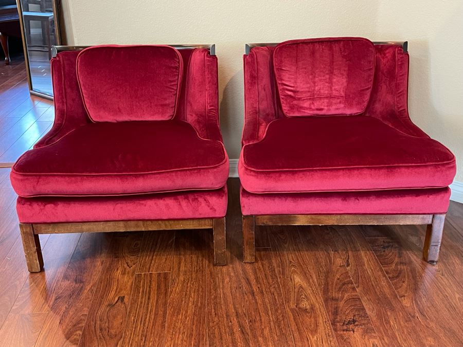 Pair Of Mid-Century Wooden Upholstered Chairs 28W X 29D X 27H [Photo 3]