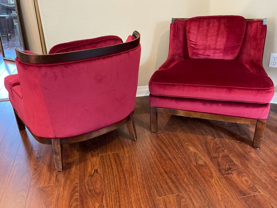 Pair Of Mid-Century Wooden Upholstered Chairs 28W X 29D X 27H [Photo 6]