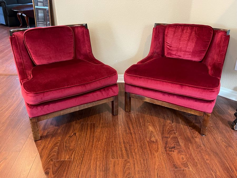 Pair Of Mid-Century Wooden Upholstered Chairs 28W X 29D X 27H [Photo 4]