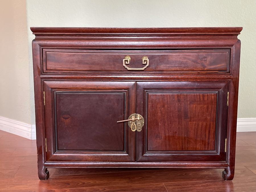 Chinese Rosewood Cabinet Nightstand From Hong Kong 30W X 20D X 23H [Photo 3]