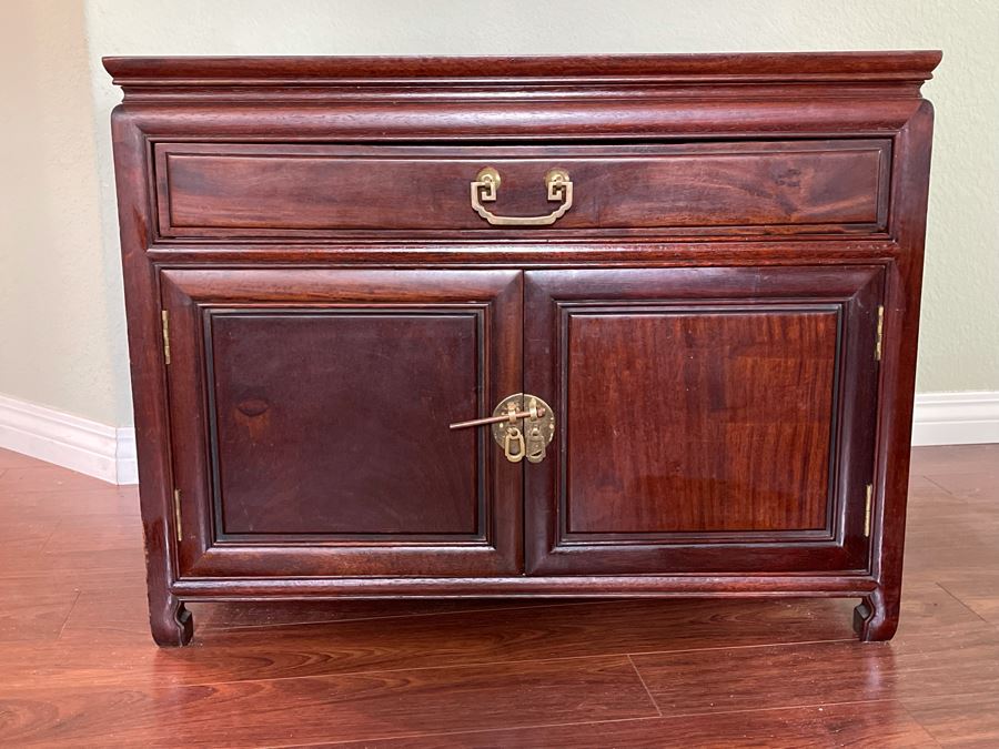 Chinese Rosewood Cabinet Nightstand From Hong Kong 30W X 20D X 23H [Photo 2]