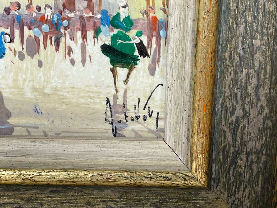 Pair Of Original Parisian Scene Painting 5.5 X 5.5 Framed 10.5 X 10.5 [Photo 8]