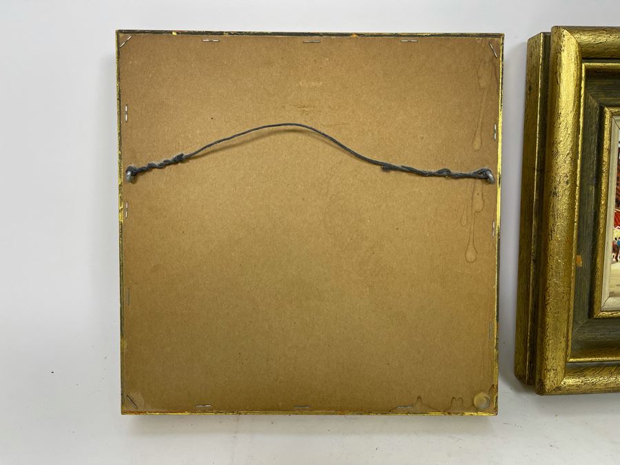 Pair Of Original Parisian Scene Painting 5.5 X 5.5 Framed 10.5 X 10.5 [Photo 13]