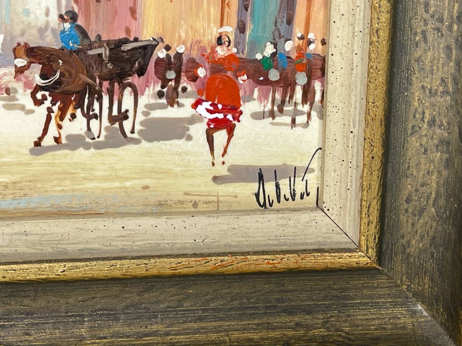 Pair Of Original Parisian Scene Painting 5.5 X 5.5 Framed 10.5 X 10.5 [Photo 6]