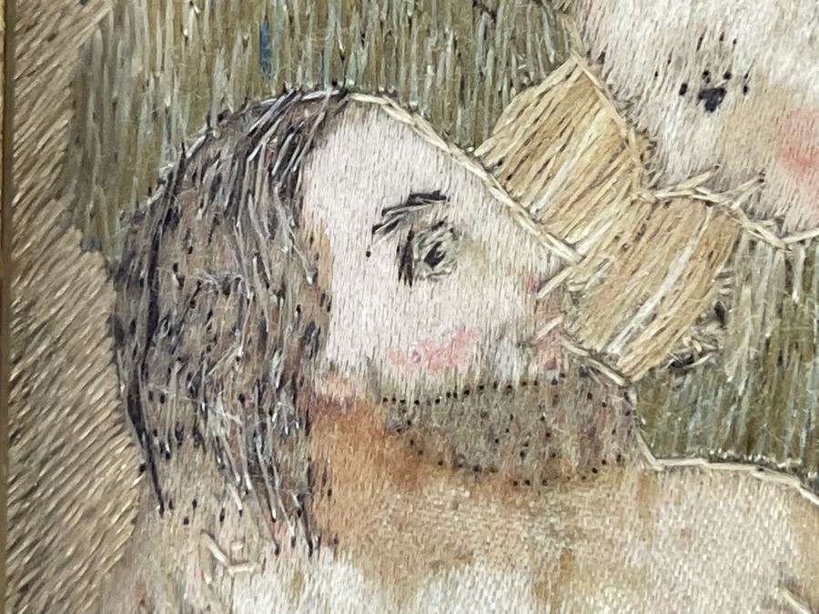 Original Antique Embroidery Artwork Framed 10.5 X 13 [Photo 17]