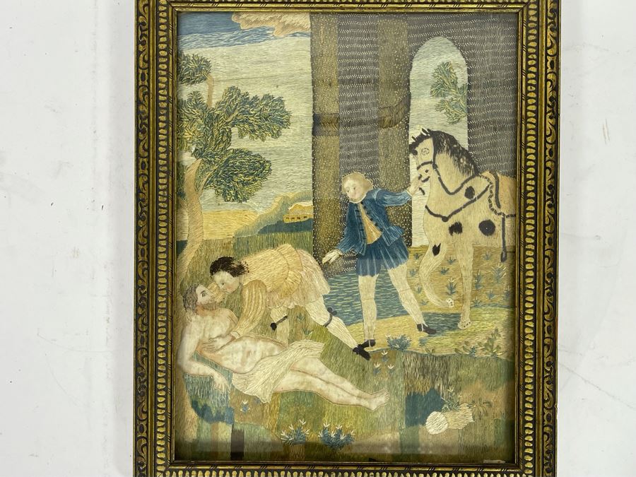 Original Antique Embroidery Artwork Framed 10.5 X 13 [Photo 4]