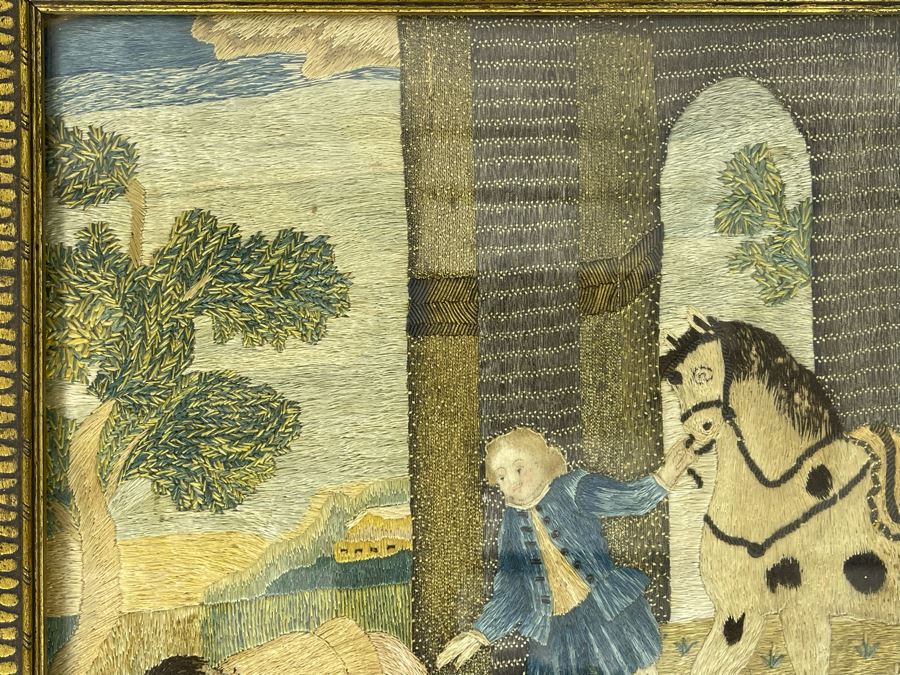 Original Antique Embroidery Artwork Framed 10.5 X 13 [Photo 5]