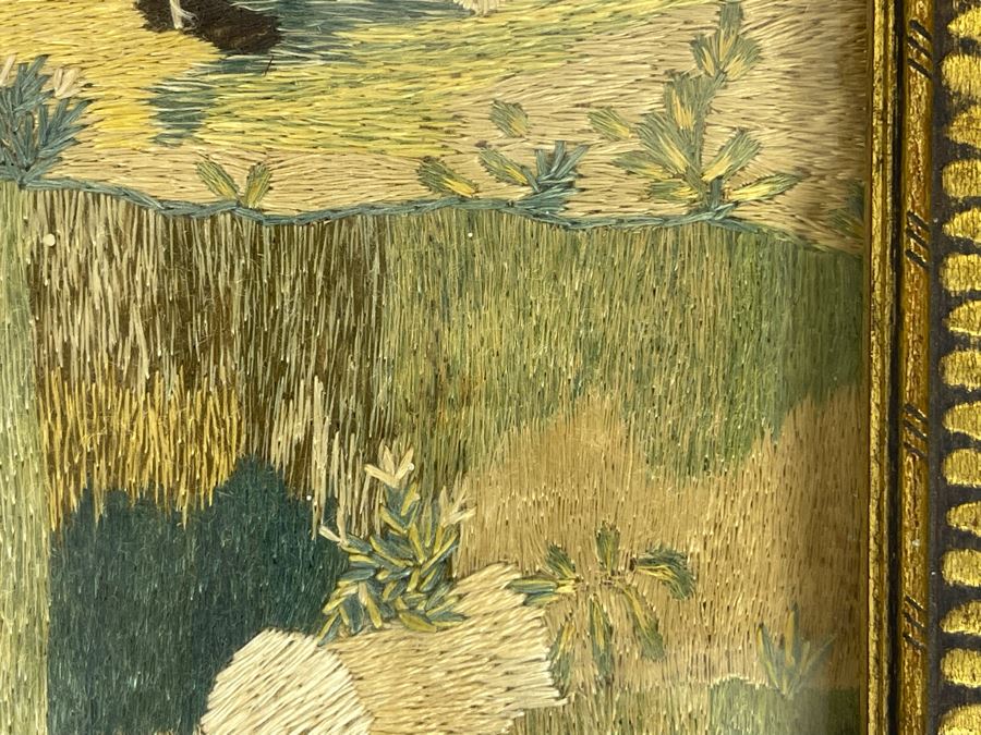 Original Antique Embroidery Artwork Framed 10.5 X 13 [Photo 11]