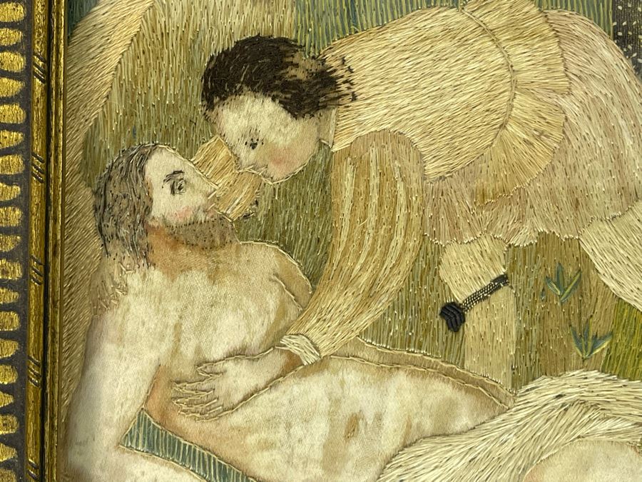 Original Antique Embroidery Artwork Framed 10.5 X 13 [Photo 7]