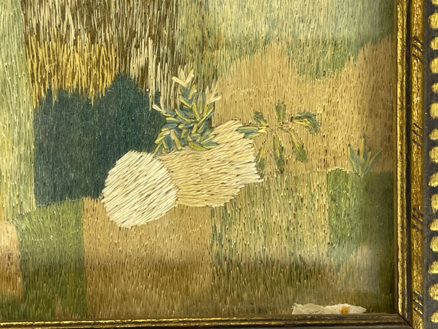 Original Antique Embroidery Artwork Framed 10.5 X 13 [Photo 12]