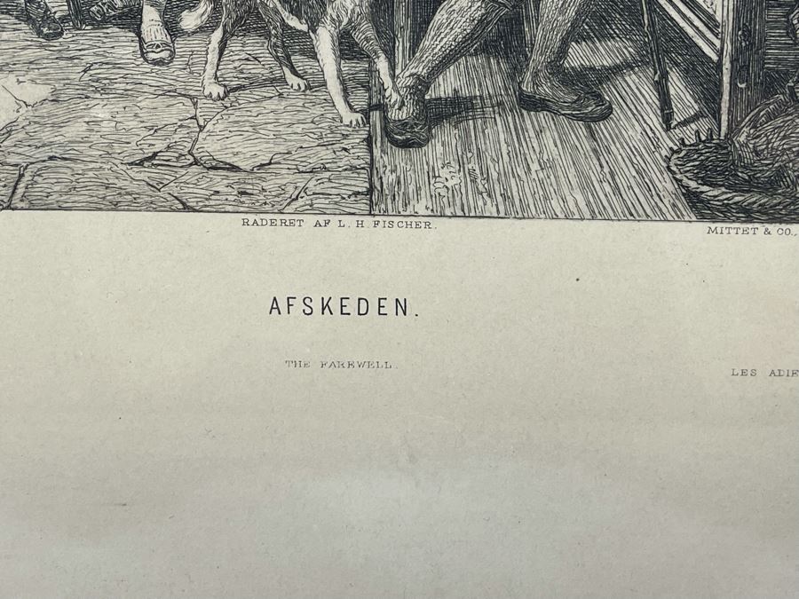 Antique Norwegian Engraving Afskeden The Farewell Raderet Af L. H. Fischer Painted By A. Tidemand By Mittet & Co., Oslo 7 X 9 Framed 10.5 X 13 [Photo 6]