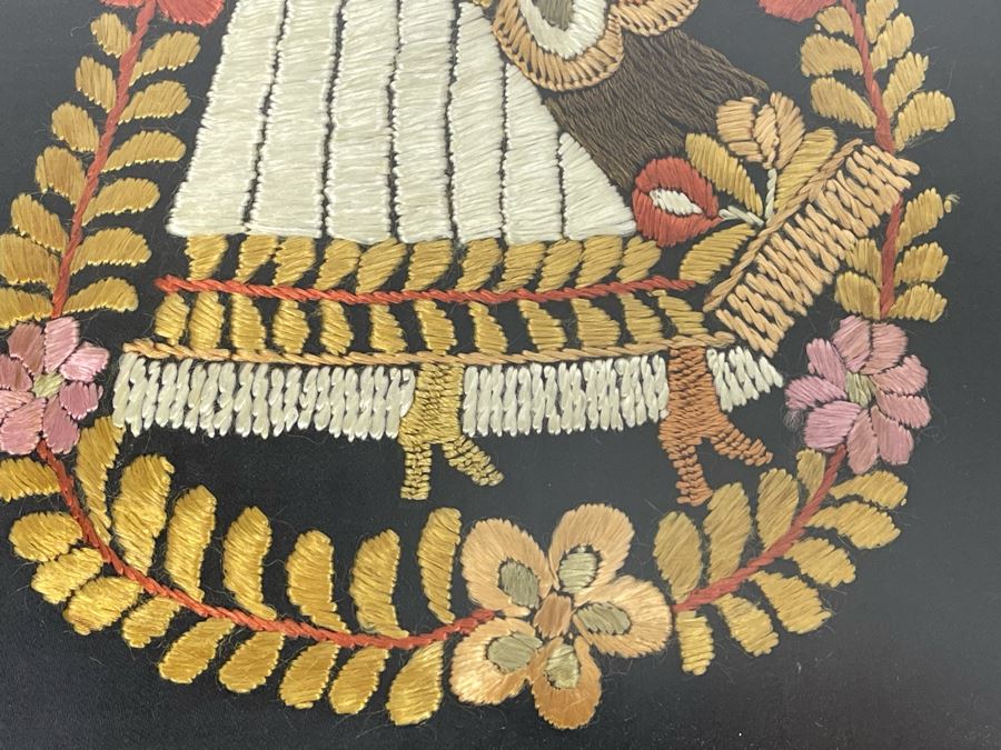 Vintage European Embroidery Artwork, Pair Framed 9 X 12 [Photo 6]