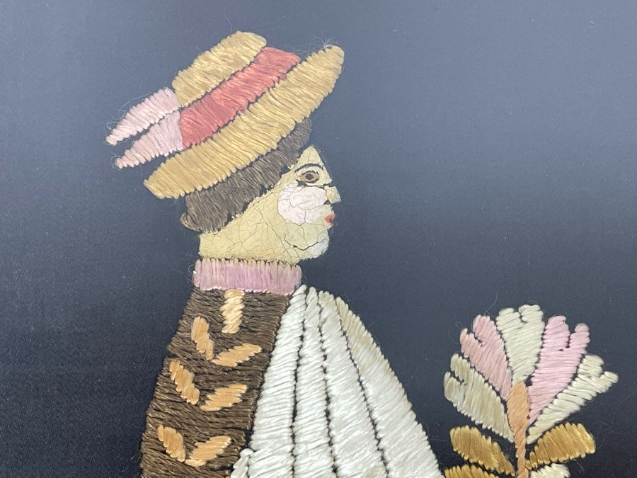 Vintage European Embroidery Artwork, Pair Framed 9 X 12 [Photo 4]