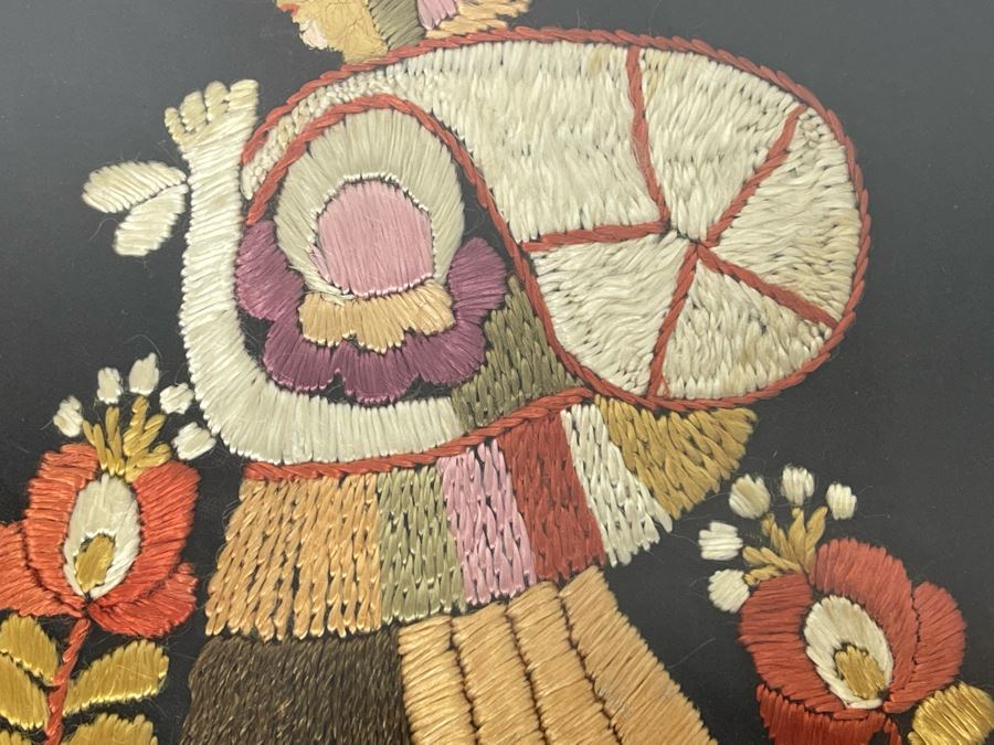 Vintage European Embroidery Artwork, Pair Framed 9 X 12 [Photo 8]