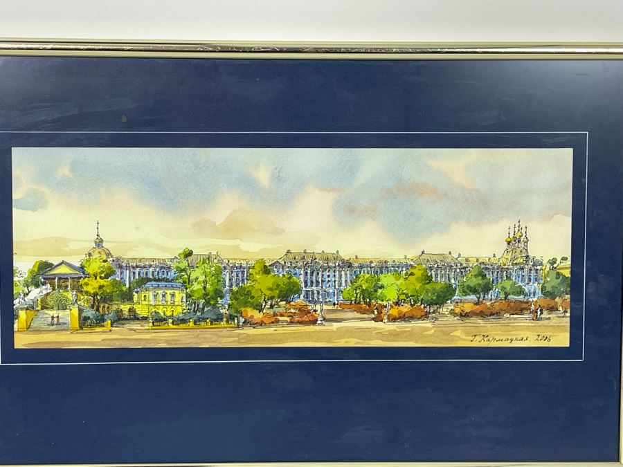 Original European Pen And Ink Watercolor Signed Painting 12 X 5.5 Framed 14.5 X 9 [Photo 4]