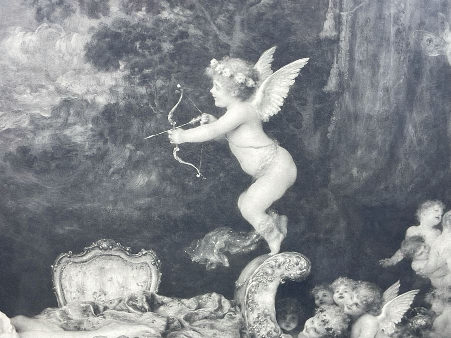 Antique Engraving By F. Vinea Firenze Titled 'Un Reve D' Amour' 'A Dream Of Love' 1896 Fishel Adler & Schwartz NY Printed In Austria Francesco Vinea (Italian, 1845-1902) Facsimile Signed Lower Right / Appears To Be Pencil Signed By F. Vinea In Lower Left [Photo 11]