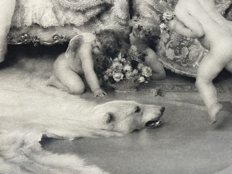 Antique Engraving By F. Vinea Firenze Titled 'Un Reve D' Amour' 'A Dream Of Love' 1896 Fishel Adler & Schwartz NY Printed In Austria Francesco Vinea (Italian, 1845-1902) Facsimile Signed Lower Right / Appears To Be Pencil Signed By F. Vinea In Lower Left [Photo 21]