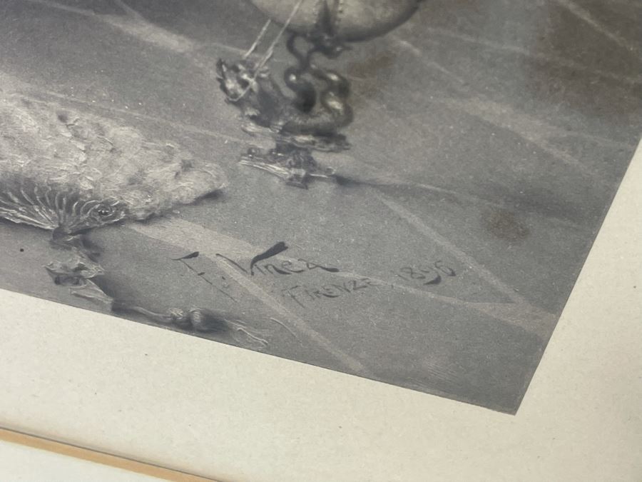 Antique Engraving By F. Vinea Firenze Titled 'Un Reve D' Amour' 'A Dream Of Love' 1896 Fishel Adler & Schwartz NY Printed In Austria Francesco Vinea (Italian, 1845-1902) Facsimile Signed Lower Right / Appears To Be Pencil Signed By F. Vinea In Lower Left [Photo 20]