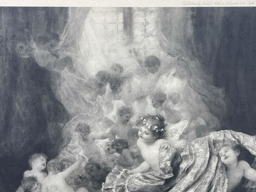 Antique Engraving By F. Vinea Firenze Titled 'Un Reve D' Amour' 'A Dream Of Love' 1896 Fishel Adler & Schwartz NY Printed In Austria Francesco Vinea (Italian, 1845-1902) Facsimile Signed Lower Right / Appears To Be Pencil Signed By F. Vinea In Lower Left [Photo 14]