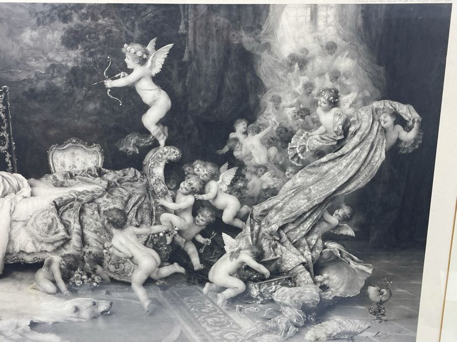 Antique Engraving By F. Vinea Firenze Titled 'Un Reve D' Amour' 'A Dream Of Love' 1896 Fishel Adler & Schwartz NY Printed In Austria Francesco Vinea (Italian, 1845-1902) Facsimile Signed Lower Right / Appears To Be Pencil Signed By F. Vinea In Lower Left [Photo 13]