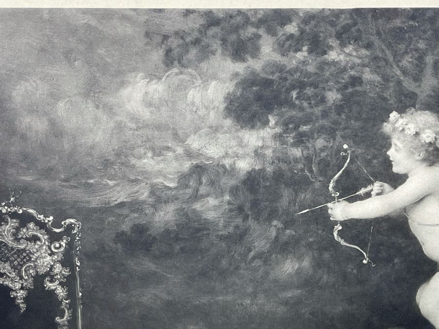 Antique Engraving By F. Vinea Firenze Titled 'Un Reve D' Amour' 'A Dream Of Love' 1896 Fishel Adler & Schwartz NY Printed In Austria Francesco Vinea (Italian, 1845-1902) Facsimile Signed Lower Right / Appears To Be Pencil Signed By F. Vinea In Lower Left [Photo 31]