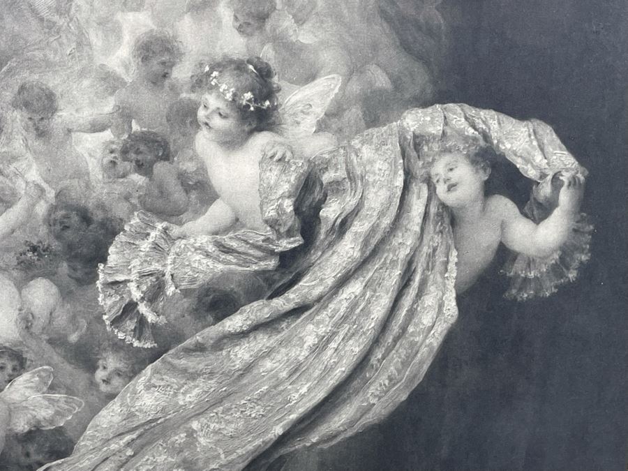 Antique Engraving By F. Vinea Firenze Titled 'Un Reve D' Amour' 'A Dream Of Love' 1896 Fishel Adler & Schwartz NY Printed In Austria Francesco Vinea (Italian, 1845-1902) Facsimile Signed Lower Right / Appears To Be Pencil Signed By F. Vinea In Lower Left [Photo 15]