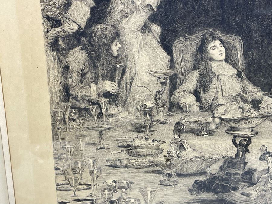 Frederic Auguste Laguillermie (French, 1841-1934) After William Q. Orchardson (British, 1832-1910) Historical Print 28 X 19 Framed 41 X 30 - Appears To Be Pencil Signed Lower Left And Lower Right [Photo 9]