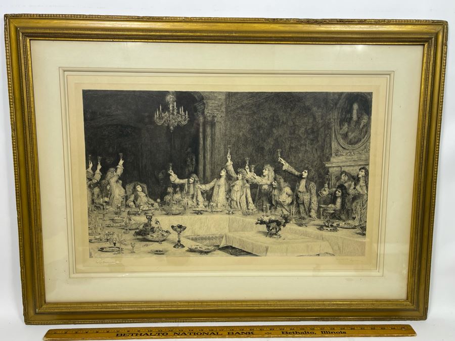 Frederic Auguste Laguillermie (French, 1841-1934) After William Q. Orchardson (British, 1832-1910) Historical Print 28 X 19 Framed 41 X 30 - Appears To Be Pencil Signed Lower Left And Lower Right [Photo 4]