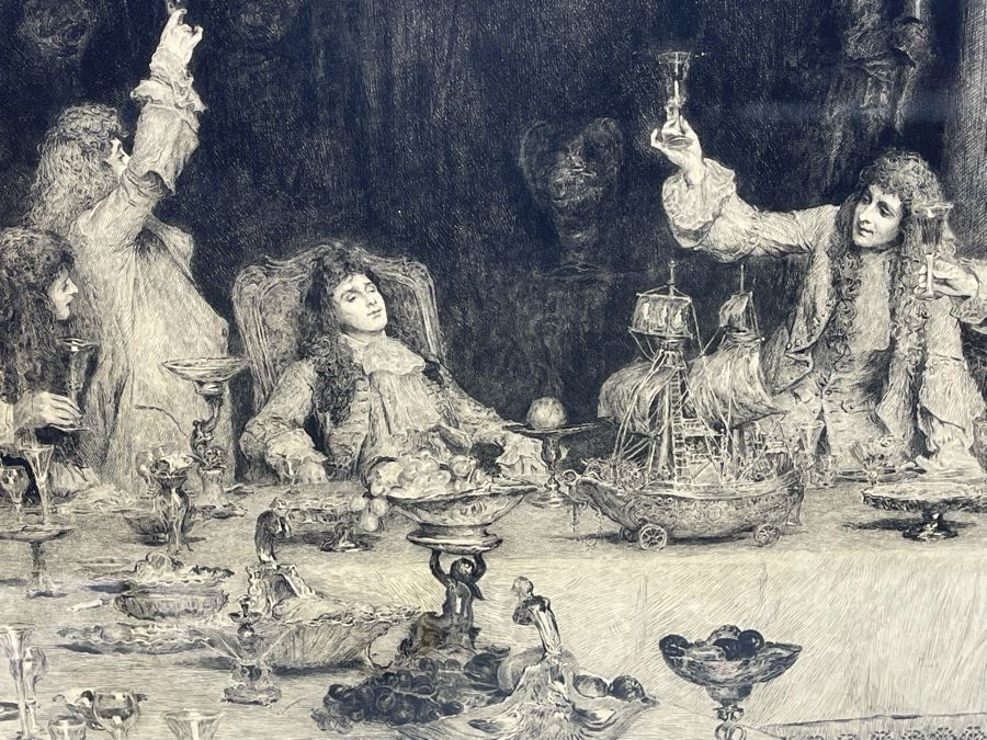 Frederic Auguste Laguillermie (French, 1841-1934) After William Q. Orchardson (British, 1832-1910) Historical Print 28 X 19 Framed 41 X 30 - Appears To Be Pencil Signed Lower Left And Lower Right [Photo 7]