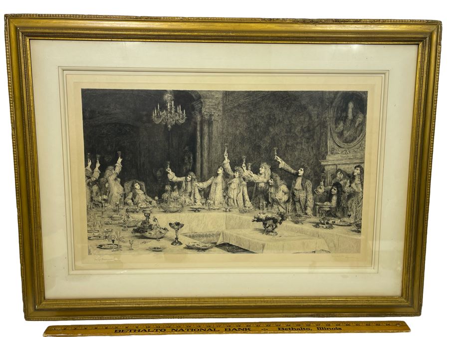 Frederic Auguste Laguillermie (French, 1841-1934) After William Q. Orchardson (British, 1832-1910) Historical Print 28 X 19 Framed 41 X 30 - Appears To Be Pencil Signed Lower Left And Lower Right [Photo 2]