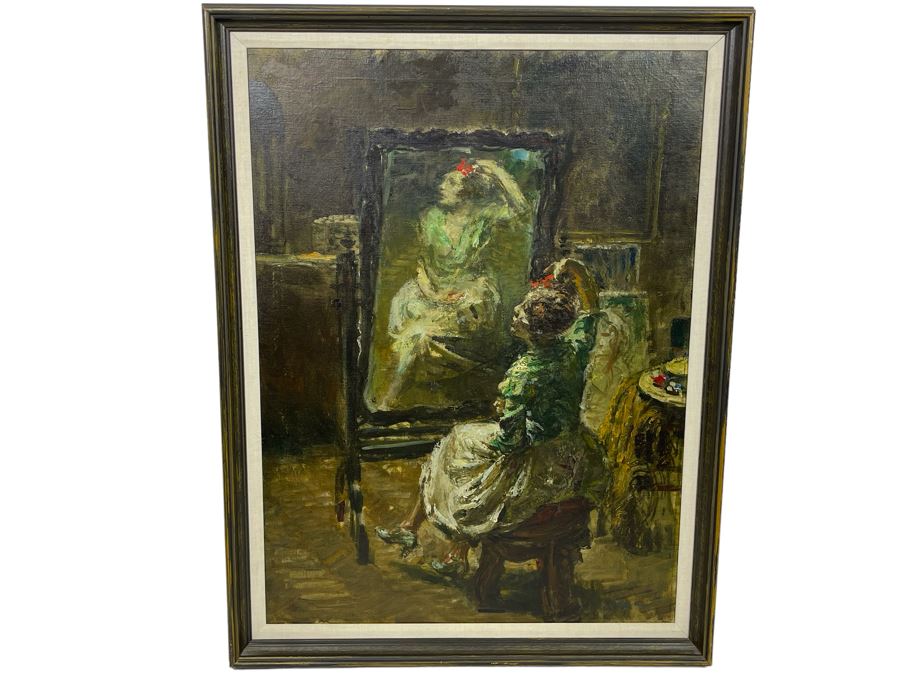 Louis Mark (1867-1942) Original Impressionist Painting On Canvas Signed Lower Right 22 X 31 Framed 26 X 35, Hungarian Painter Aka Lajos Mark
