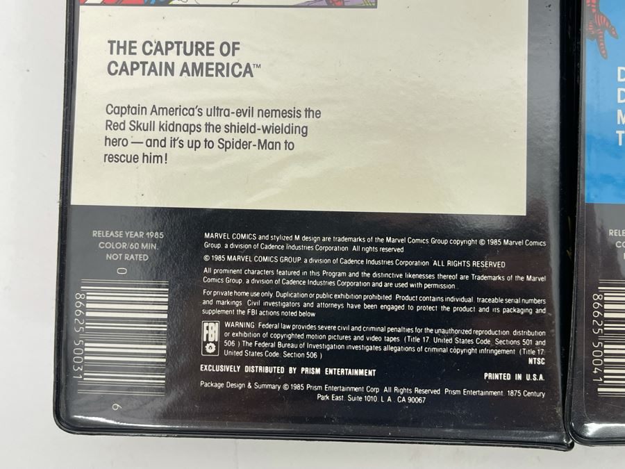 (4) Vintage Marvel Comics VHS Tapes: Captain America, Spider Woman, The Amazing Spider-Man And The Incredible Hulk [Photo 6]