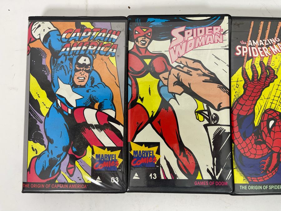(4) Vintage Marvel Comics VHS Tapes: Captain America, Spider Woman, The Amazing Spider-Man And The Incredible Hulk [Photo 4]