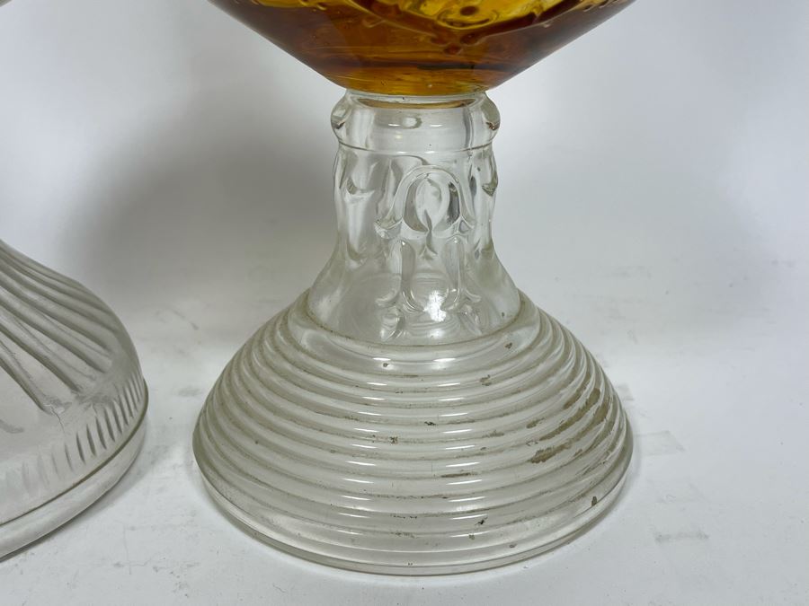 Pair Of Vintage Glass Kerosene Lamps 19H [Photo 3]