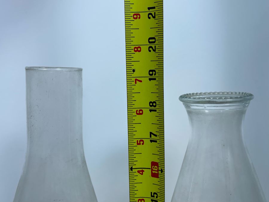 Pair Of Vintage Glass Kerosene Lamps 19H [Photo 6]