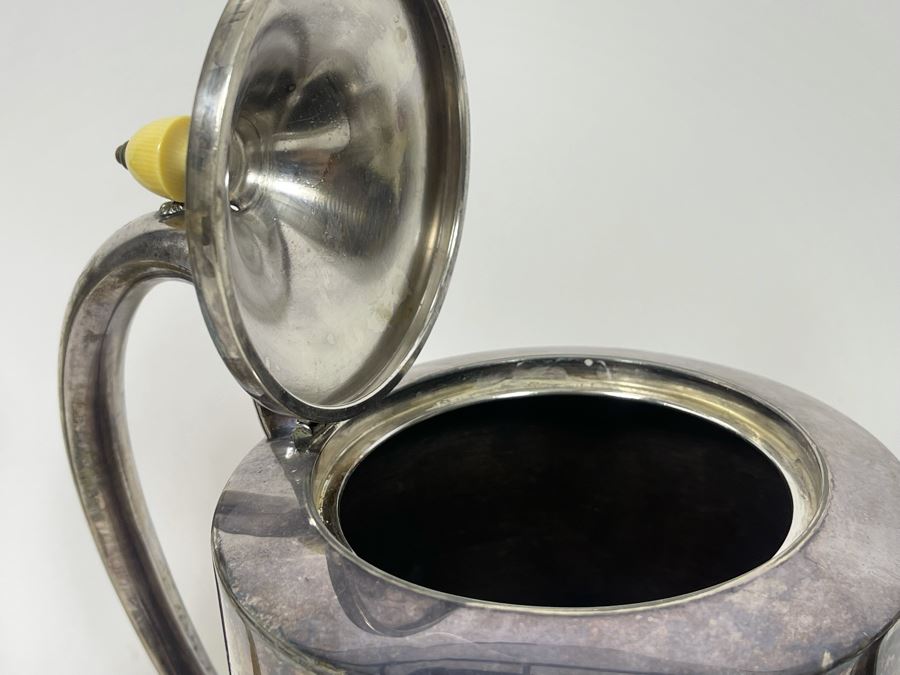 Silverplate Coffee Pot 7.5H And Pair Of Silverplate Stemware Glasses 7.5H [Photo 5]