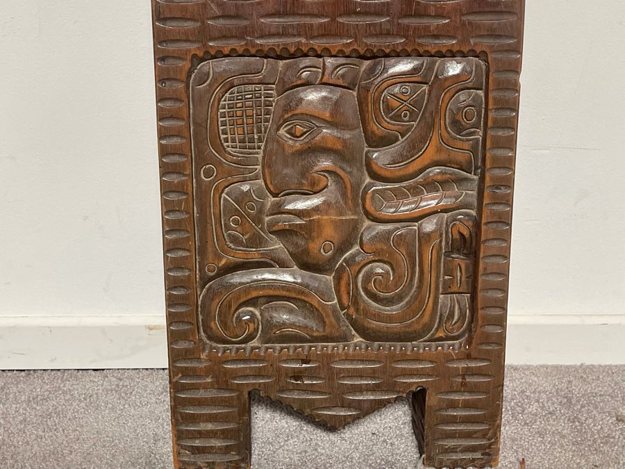 Carved Wooden Folding Bench Seat Chair From Honduras 29W X 16H [Photo 16]