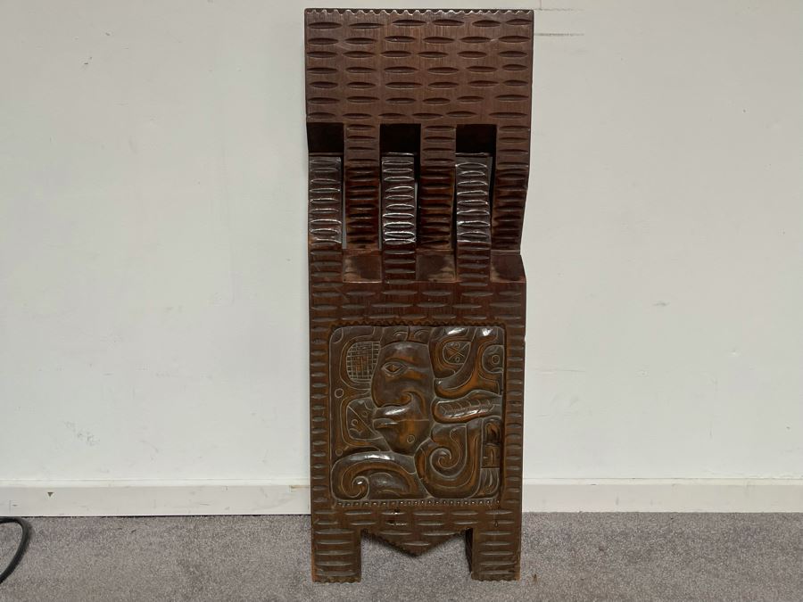 Carved Wooden Folding Bench Seat Chair From Honduras 29W X 16H [Photo 15]