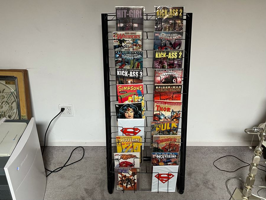 Metal Magazine / Comic Book Rack Filled With Vintage Comic Books 21.5W X 19D X 50H - See Photos For Comic Books [Photo 4]