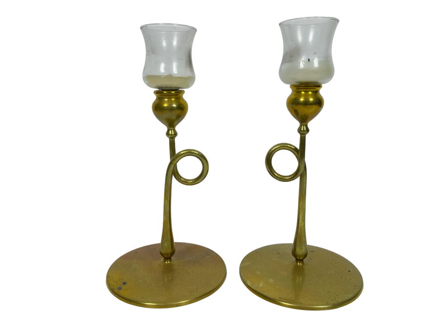 Pair Of Brass Candlesticks 12H [Photo 1]