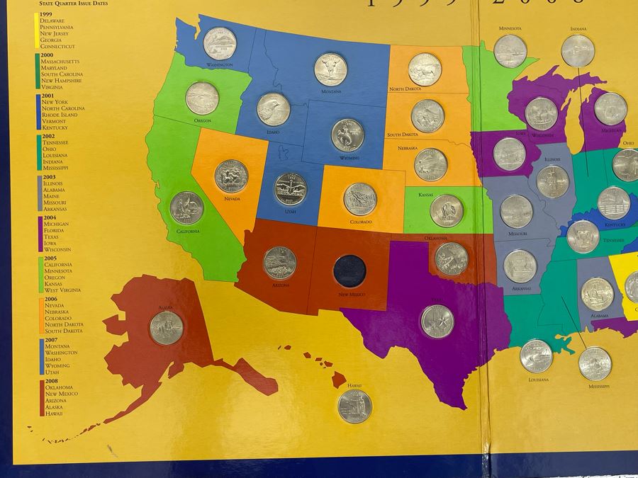 First State Quarters Of The United States Collector's Map 1999-2008 ...