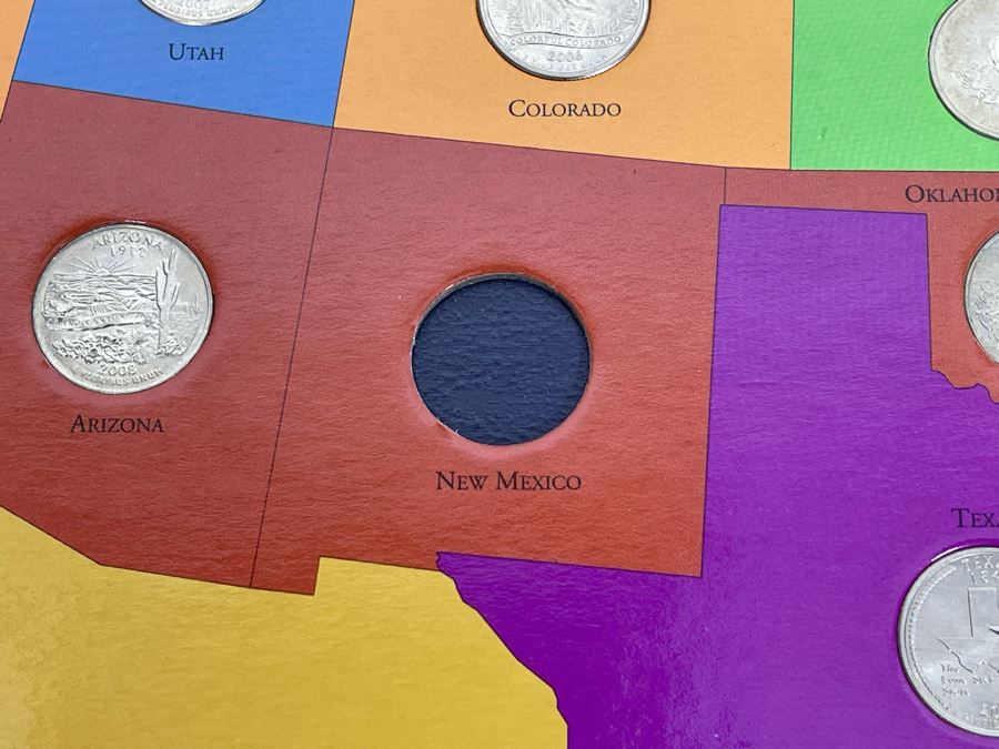 First State Quarters Of The United States Collector's Map 1999-2008 Missing New Mexico Quarter [Photo 5]