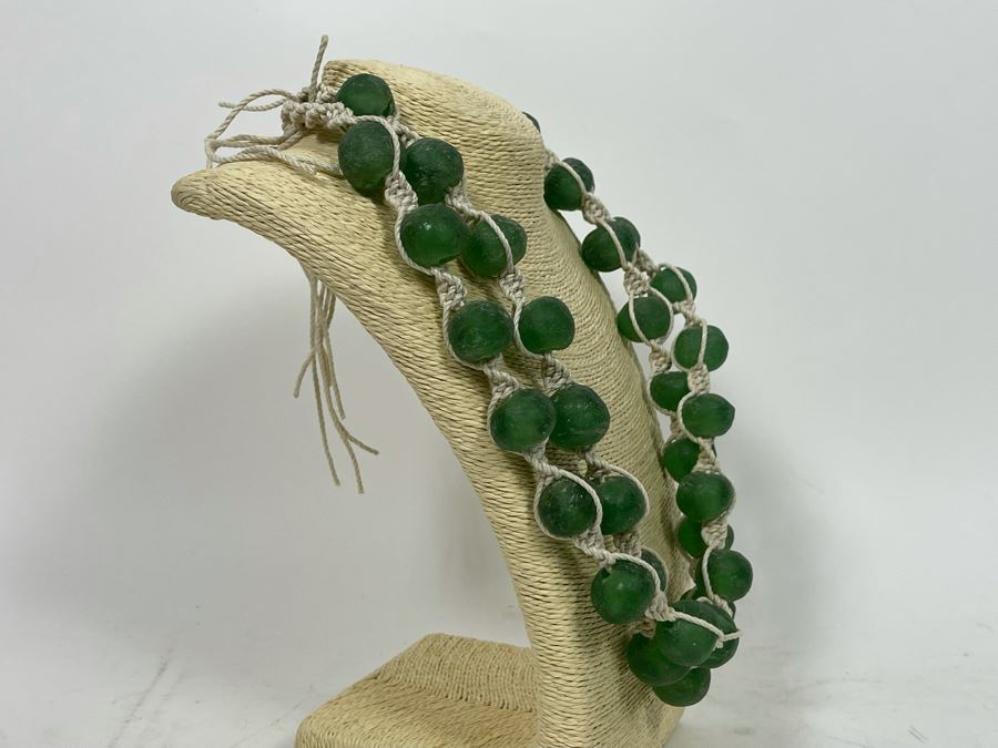 New Pair Of Large Green Glass Beaded 28' Necklaces Retails $100 [Photo 3]