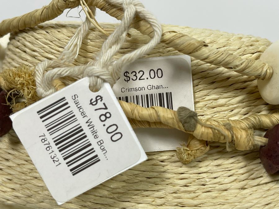 New Crimson Beaded 24' Necklace And Saucer White Bone Beaded 22' Necklace Retails $110 [Photo 7]