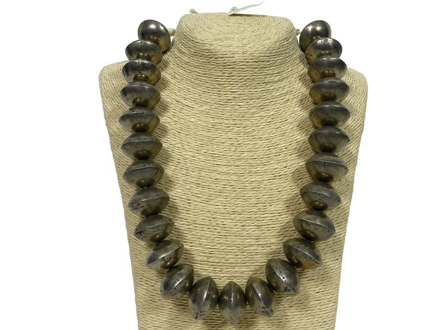 New Silver Tone Beaded 22' Necklace Retails $75
